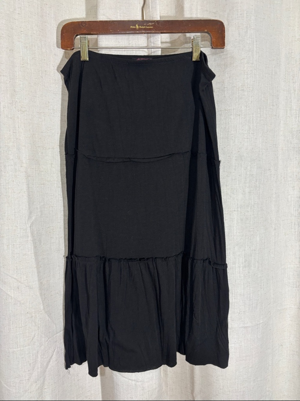 Love Me Kiss Me Black Tiered Midi Skirt